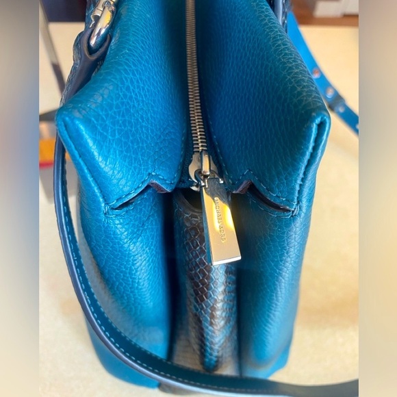 MICHAEL KORS Rollins Python Snakeskin Teal and Black Crossbody, NWT - Picture 8 of 17